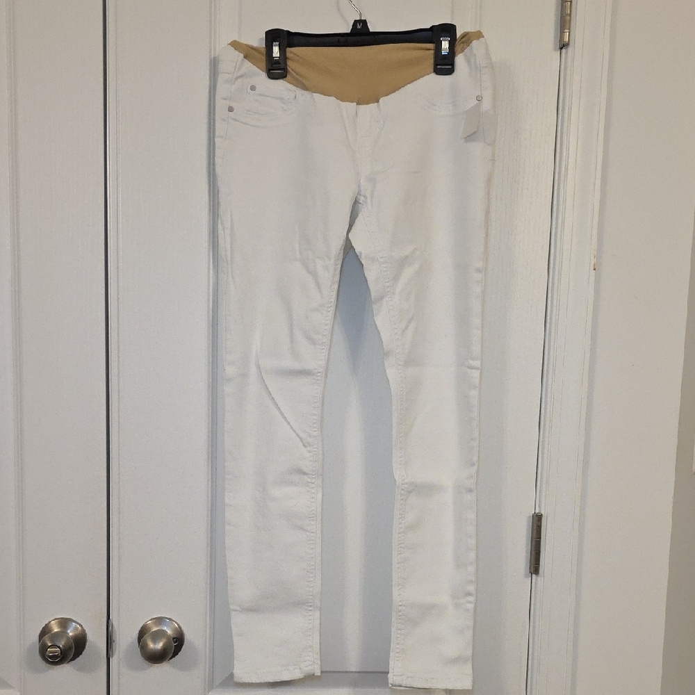Indigo Blue White Ankle Maternity Jeans